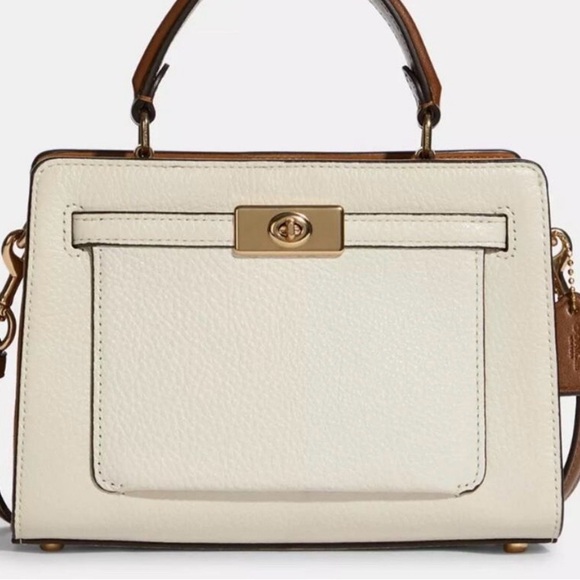 Coach Cream Pebbled Leather Crossbody with Brown Strap !!LIKE NEW! - Picture 7 of 9